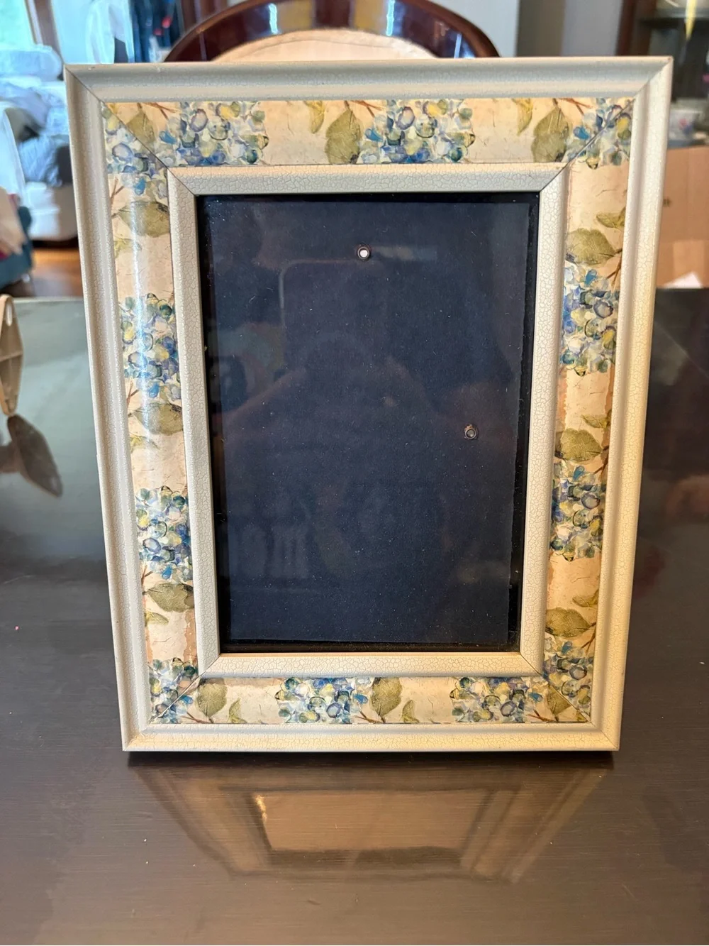 Decorative Blue Hydrangea Photo Frame - Cream & Blue